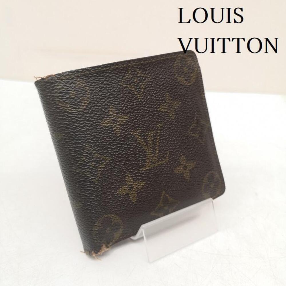 Louis Vuitton Bifold Wallet Portefeuille Monogram Canvas Leather White Brown